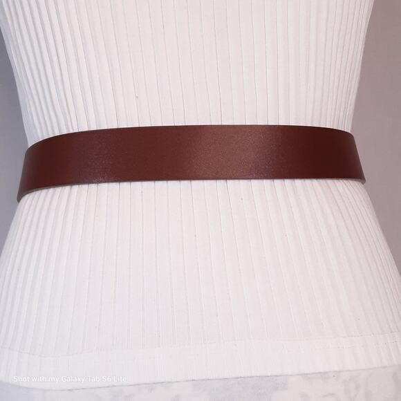 Womens Fashion Belt with Triangle Buckle Small Waist Wide Coffee Brown Strap" - Picture 3 of 10